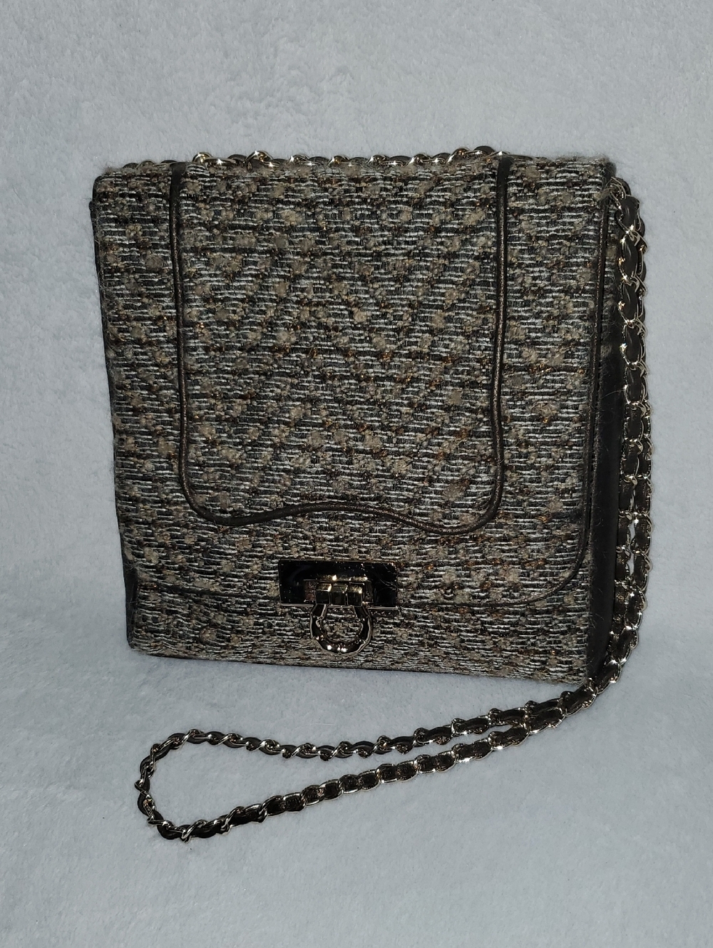 Elaine Turner Tweed Crossbody Bag with Chain Strap